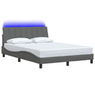 Donkergrijs bedframe met multiplex lattenbodem en hoofdeindekussen - Bedden & bedframes