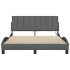 Donkergrijs bedframe met multiplex lattenbodem en hoofdeindekussen - Bedden & bedframes