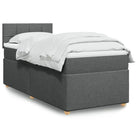 Donkergrijs boxspringbed met ademend vermogen en duurzaam polyester materiaal - Donkergrijs / enkele maat / Blok