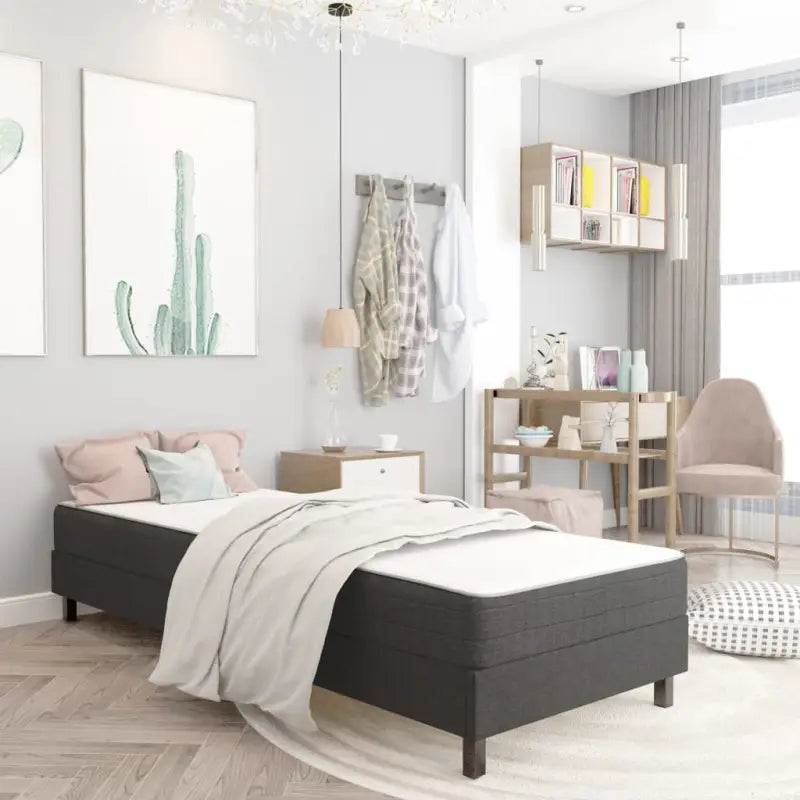 Donkergrijs materiaal bedframe met elegant ontwerp en duurzame constructie - 90 x 200 cm / 24.5 cm - Bedden & bedframes