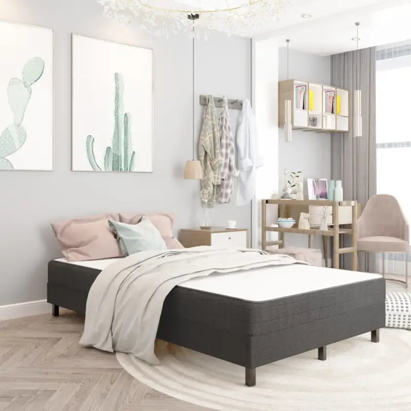 Donkergrijs materiaal bedframe met elegant ontwerp en duurzame constructie - 120 x 200 cm / 24.5 cm - Bedden & bedframes