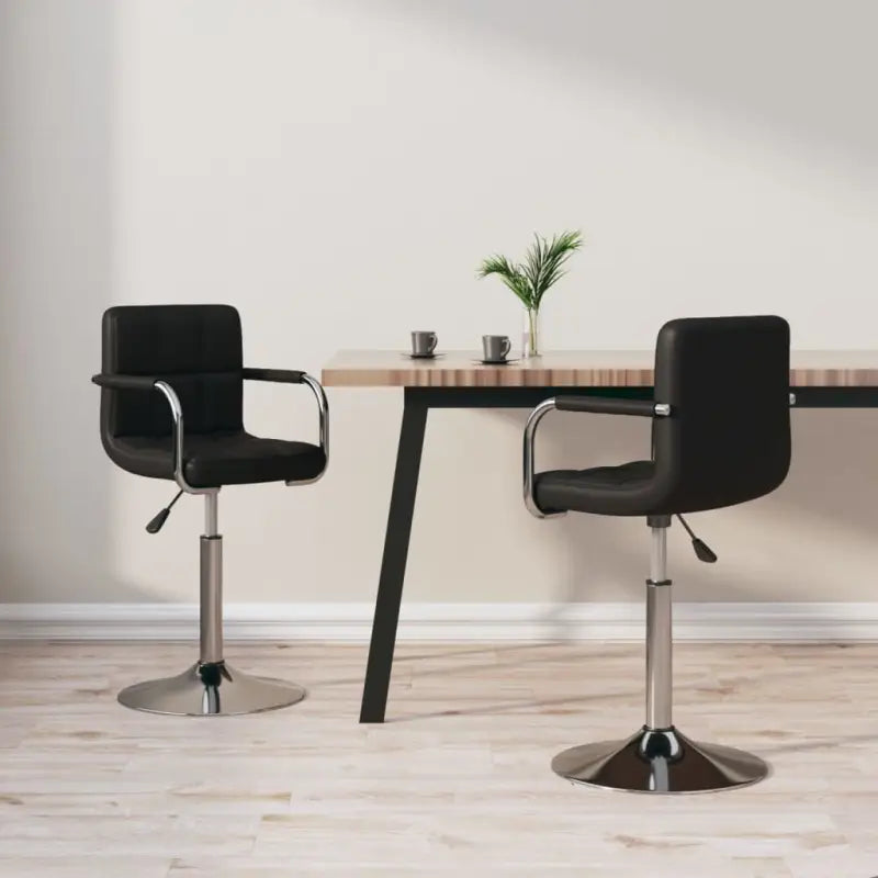 Draaibare Eetkamerstoelen met Modern Ontwerp en Kunstlederen Bekleding - Zwart / 2 - Eetkamerstoelen
