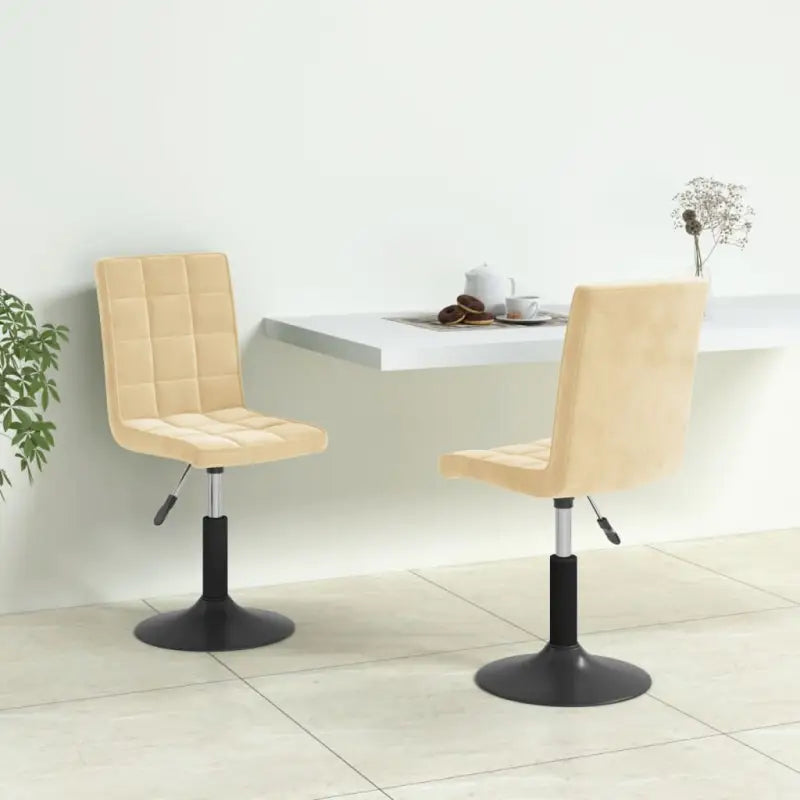 Draaibare eetstoelen met fluweel voor een moderne keukenstijl - crème / 2 - Eetkamerstoelen