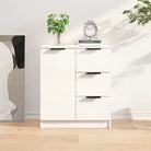 Dressoir in grijs sonoma eiken met bewerkt hout voor een moderne uitstraling - Hoogglans wit / 1 - Dressoirs &