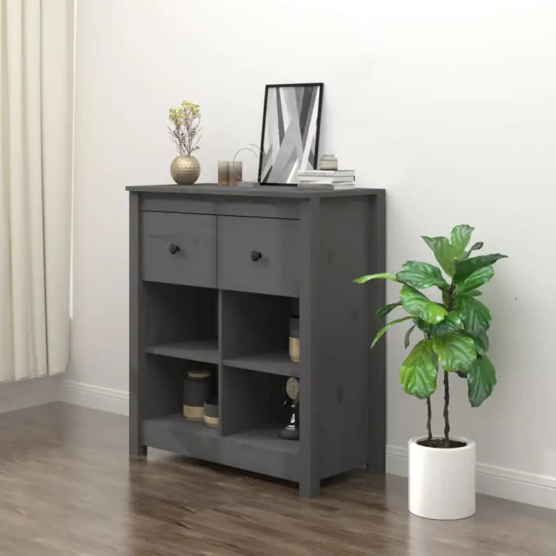 Dressoir in massief grenenhout met een trendy ontwerp - Grijs / 1 - Dressoirs & buffetkasten