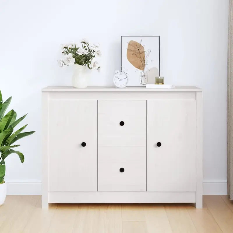 Dressoir in massief grenenhout met minimalistische uitstraling - Wit / 1 - Dressoirs & buffetkasten