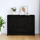 Dressoir in massief grenenhout met minimalistische uitstraling - Zwart / 1 - Dressoirs & buffetkasten