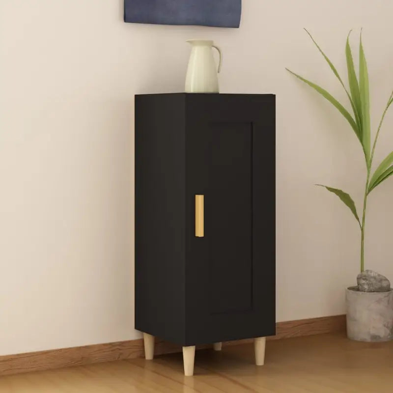 Dressoir met bewerkt hout en houten poten voor je kamer - Zwart / 1 - Dressoirs & buffetkasten