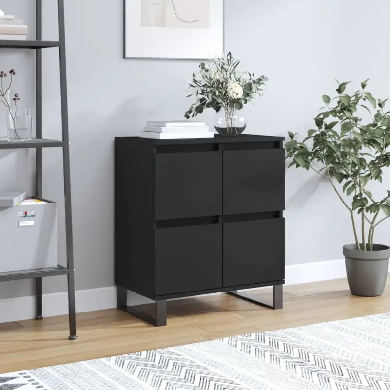 Dressoir met bewerkt hout en ijzeren poten voor een tijdloze uitstraling - Zwart / 1 - Dressoirs & buffetkasten