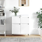 Dressoir met bewerkt hout en ijzeren poten voor een tijdloze uitstraling - Wit / 1 - Dressoirs & buffetkasten