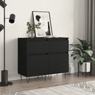 Dressoir met bewerkt hout en ijzeren poten voor een tijdloze uitstraling - Zwart / 2 - Dressoirs & buffetkasten