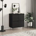 Dressoir met bewerkt hout en ijzeren poten voor een tijdloze uitstraling - Zwart / 1 - Dressoirs & buffetkasten