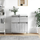 Dressoir met bewerkt hout en ijzeren poten voor een tijdloze uitstraling - Grijs sonoma / 1 - Dressoirs & buffetkasten