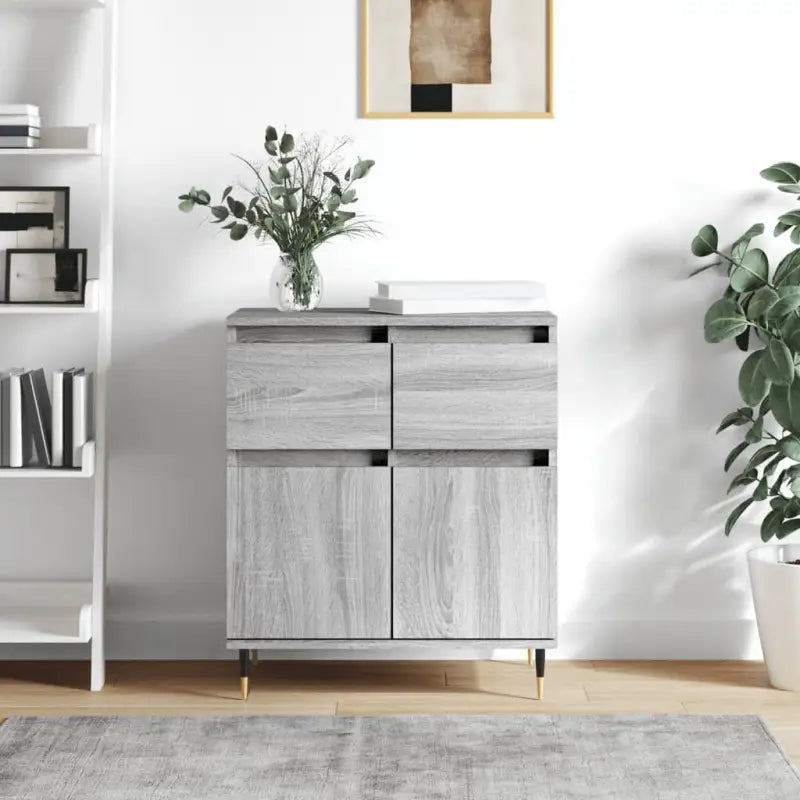 Dressoir met bewerkt hout en ijzeren poten voor een tijdloze uitstraling - Grijs sonoma / 1 - Dressoirs & buffetkasten