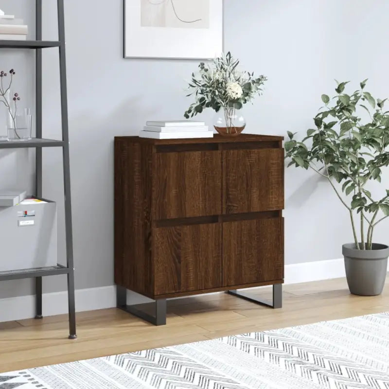 Dressoir met bewerkt hout en ijzeren poten voor een tijdloze uitstraling - bruin eikenkleur / 1 - Dressoirs &