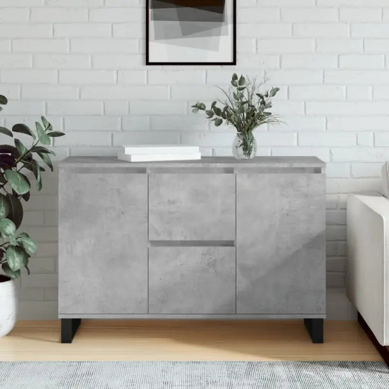 Dressoir met bewerkt hout en ijzeren poten voor een tijdloze look - Betongrijs / 1 - Dressoirs & buffetkasten