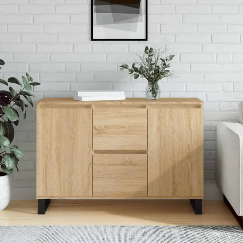 Dressoir met bewerkt hout en ijzeren poten voor een tijdloze look - Sonoma eiken / 1 - Dressoirs & buffetkasten