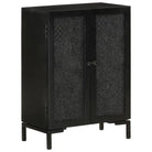 Dressoir met gesneden ontwerp van massief mangohout voor industriële stijl - Zwart / 55 x 30 x 77 cm / 1 - Dressoirs &