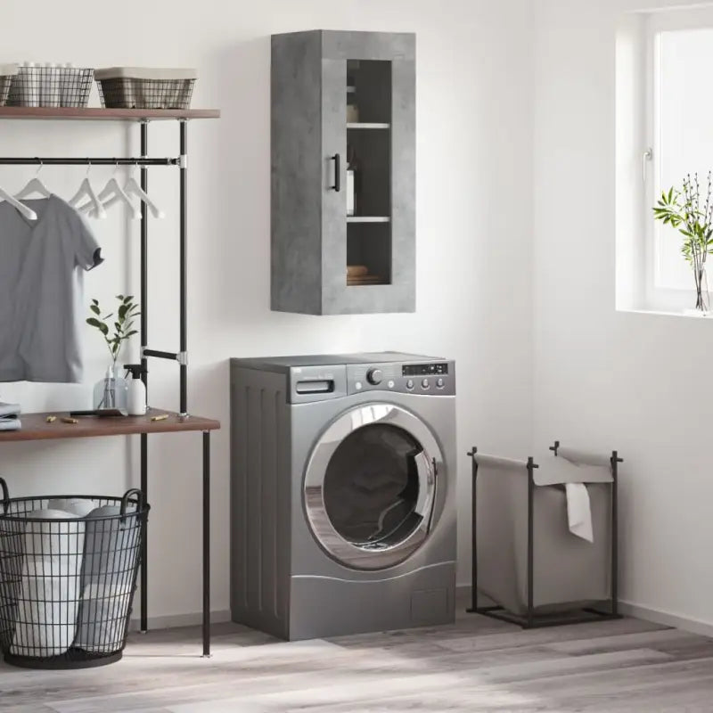 Dressoir met hoogglans wit en bewerkt hout voor een elegante interieur - Betongrijs / 1 - Dressoirs & buffetkasten