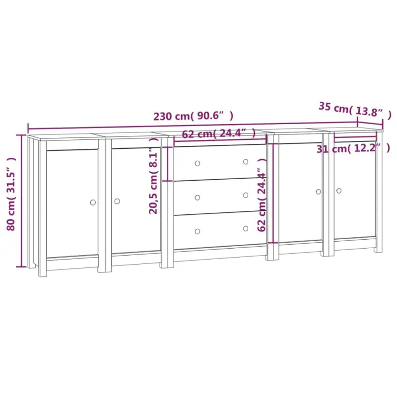 Dressoir met massief grenenhout voor moderne woonkamer en slaapkamer - Dressoirs & buffetkasten
