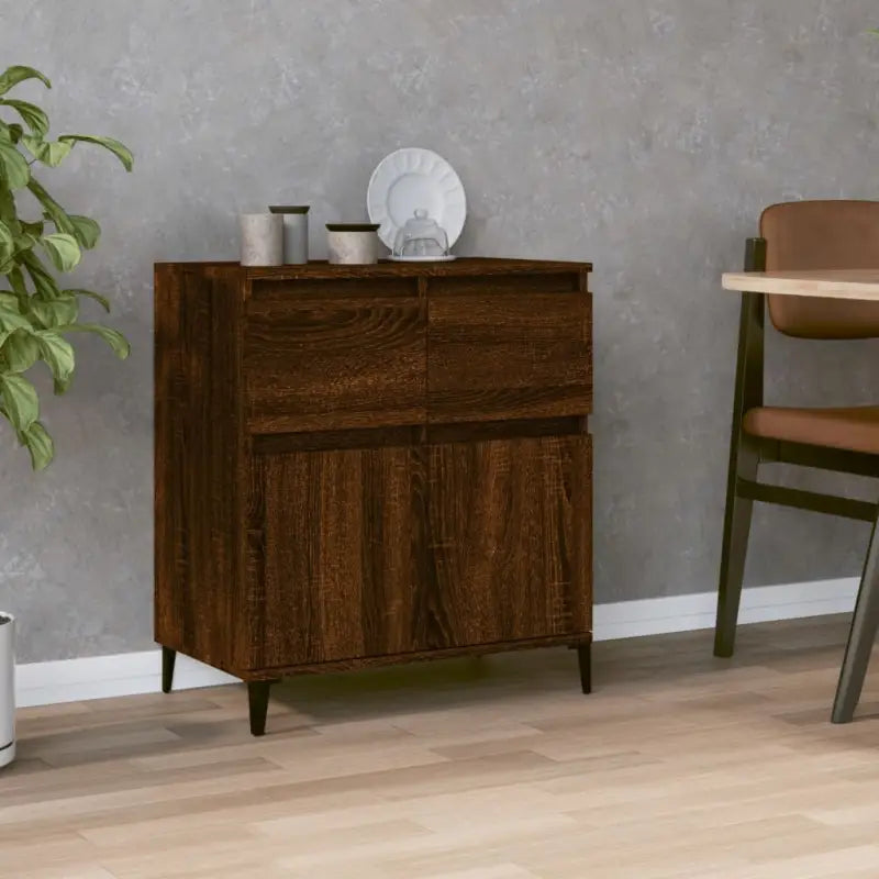 Dressoir met metalen poten en bewerkt hout voor een stijlvol interieur - bruin eikenkleur / 1 - Dressoirs & buffetkasten