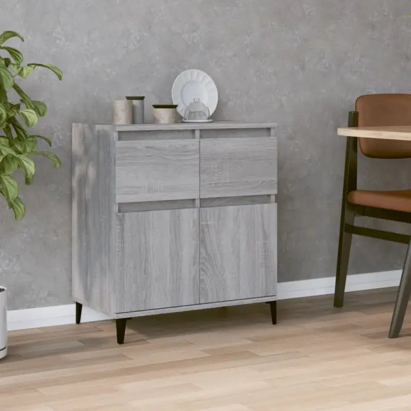 Dressoir met metalen poten en bewerkt hout voor een stijlvol interieur - Grijs sonoma / 1 - Dressoirs & buffetkasten