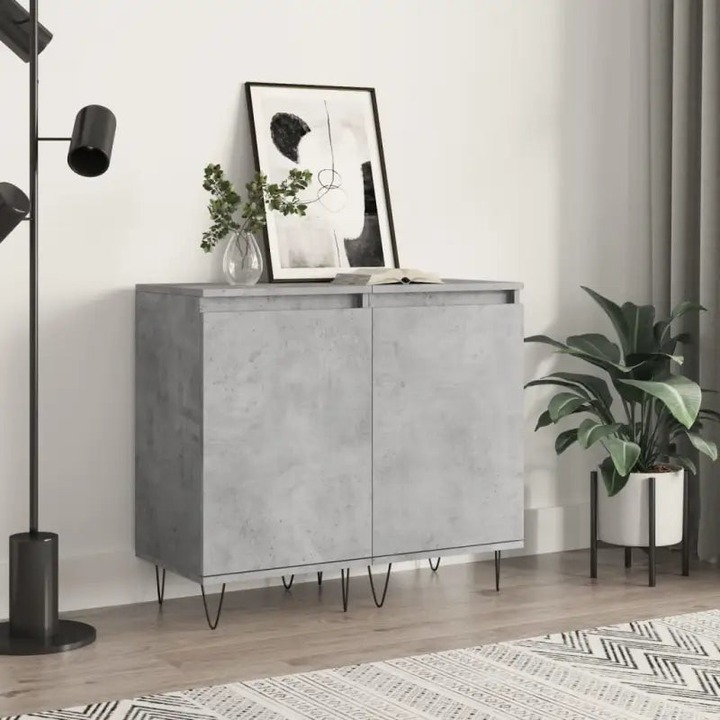Dressoir met metalen poten en bewerkt hout voor een tijdloze uitstraling - Betongrijs / 2 - Dressoirs & buffetkasten