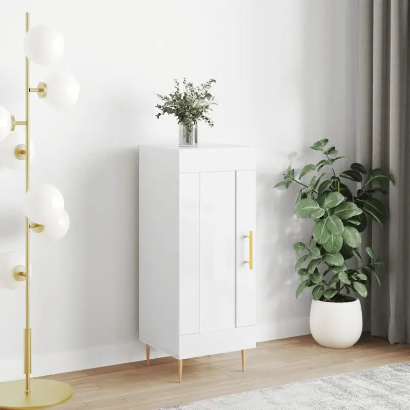 Dressoir met metalen poten en bewerkt hout voor een tijdloze uitstraling - Hoogglans wit / 1 - Dressoirs & buffetkasten