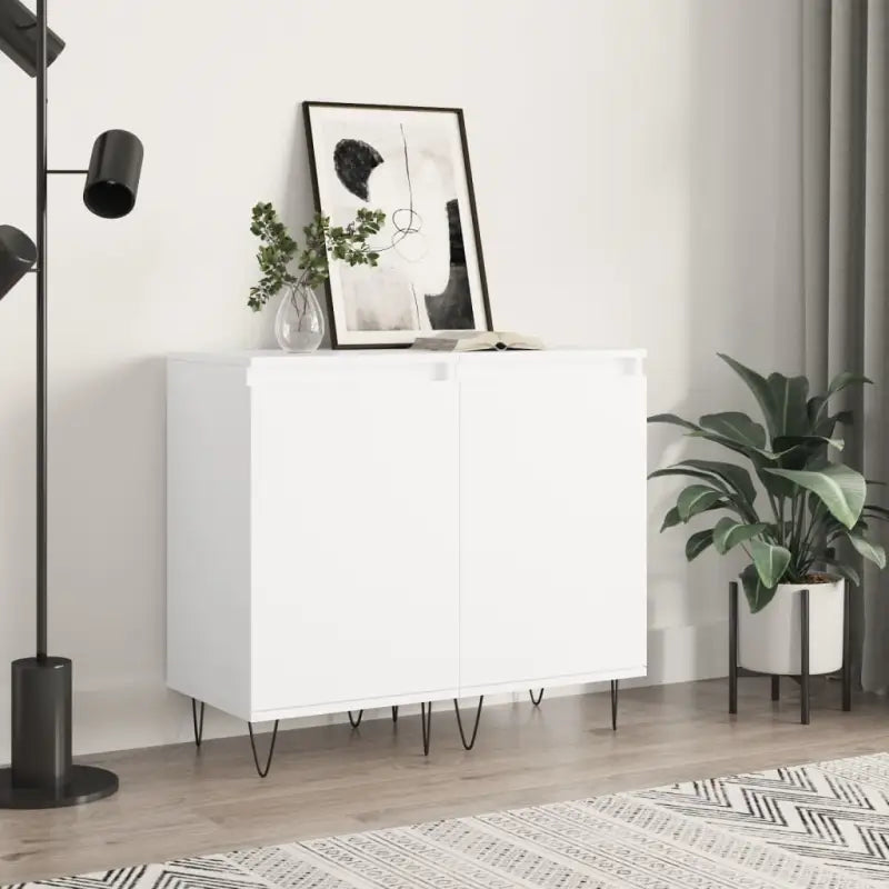 Dressoir met metalen poten en bewerkt hout voor een tijdloze uitstraling - Wit / 2 - Dressoirs & buffetkasten
