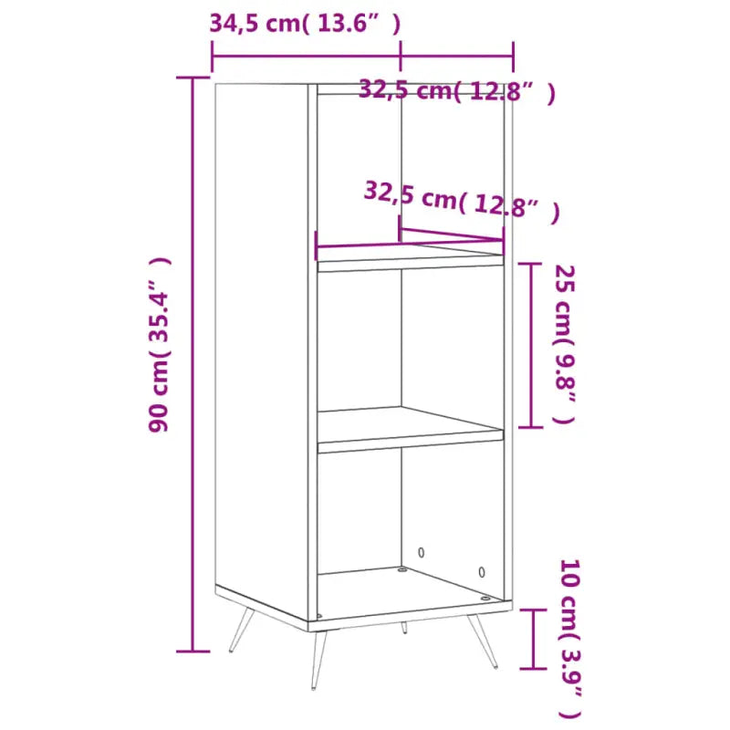 Dressoir met metalen poten in Grijs Sonoma Eiken stijl - Dressoirs & buffetkasten