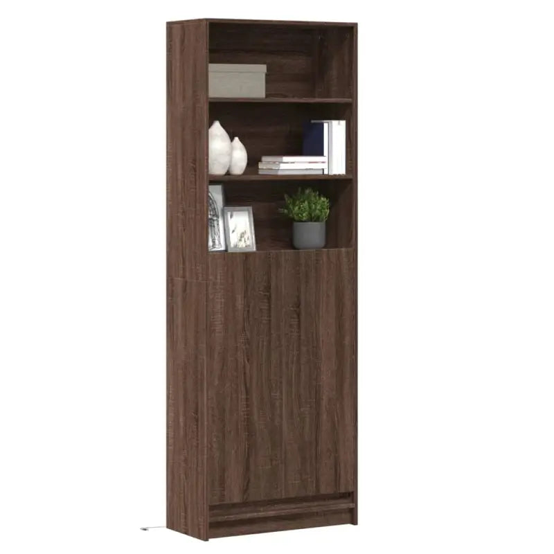 Dressoir met RGB LED-verlichting en bewerkt hout voor een moderne uitstraling - bruin eikenkleur / 1 / 69 cm
