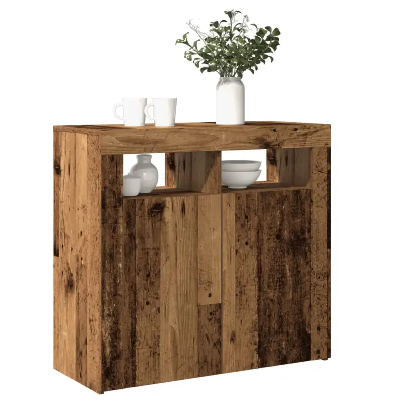 Dressoir met rgb led-verlichting en duurzaam bewerkt hout - Oud hout / 80 x 35 x 75 cm / 1 - Dressoirs & buffetkasten