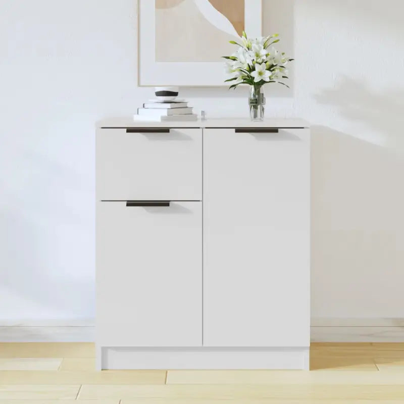 Dressoir met stevig blad en bewerkt hout voor een minimalistisch interieur - Wit / 1 - Dressoirs & buffetkasten
