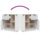 Dressoir met stevig blad en bewerkt hout voor een minimalistisch interieur - Wit / 1 - Dressoirs & buffetkasten