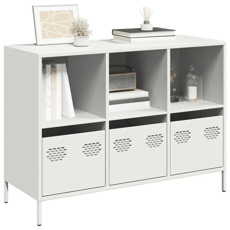 Dressoir met stevig tafelblad van koudgewalst staal - Wit / 1 / 101.5 cm - Dressoirs & buffetkasten