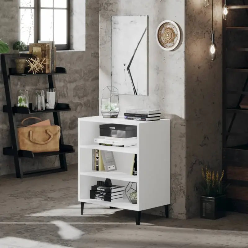 Dressoir van bewerkt hout in hoogglans grijs voor je woonkamer - Wit / 1 - Dressoirs & buffetkasten