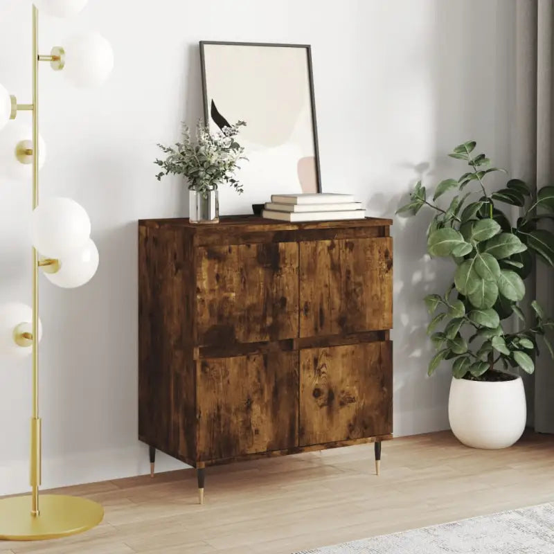 Dressoir van bewerkt hout met ijzeren poten voor een tijdloze uitstraling - Gerookt eiken / 1 - Dressoirs & buffetkasten