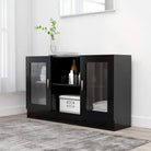 Dressoir van bewerkt hout voor een praktische en stijlvolle kamer - Zwart / 1 / Bewerkt hout en glas - Dressoirs &