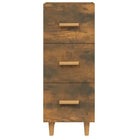 Dressoir van gerookt eiken met bewerkt hout en houten poten - Dressoirs & buffetkasten