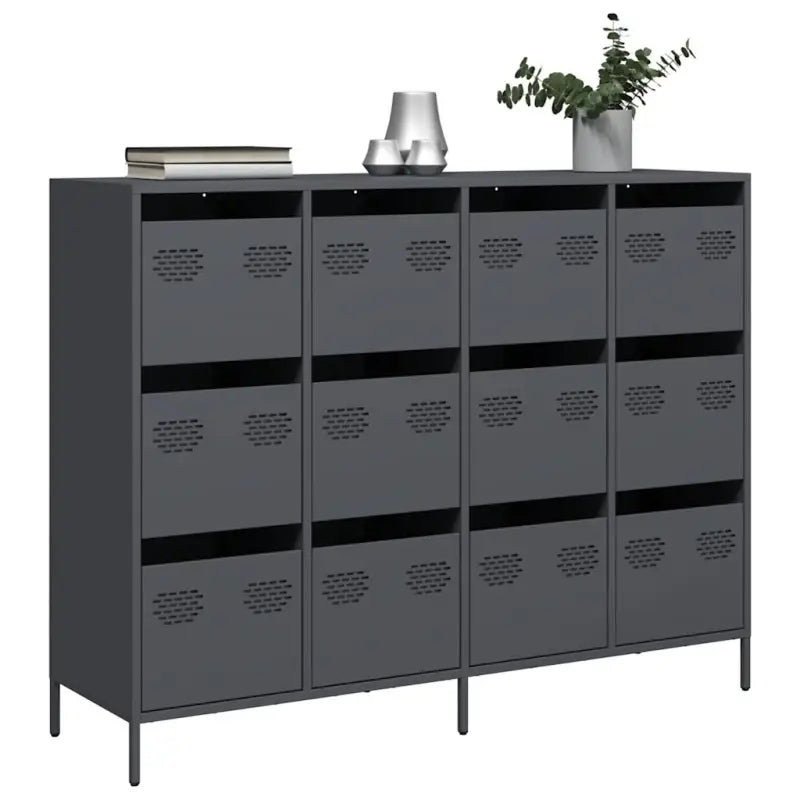 Dressoir van koudgewalst staal met stevig tafelblad voor je interieur - Antraciet / 1 - Dressoirs & buffetkasten