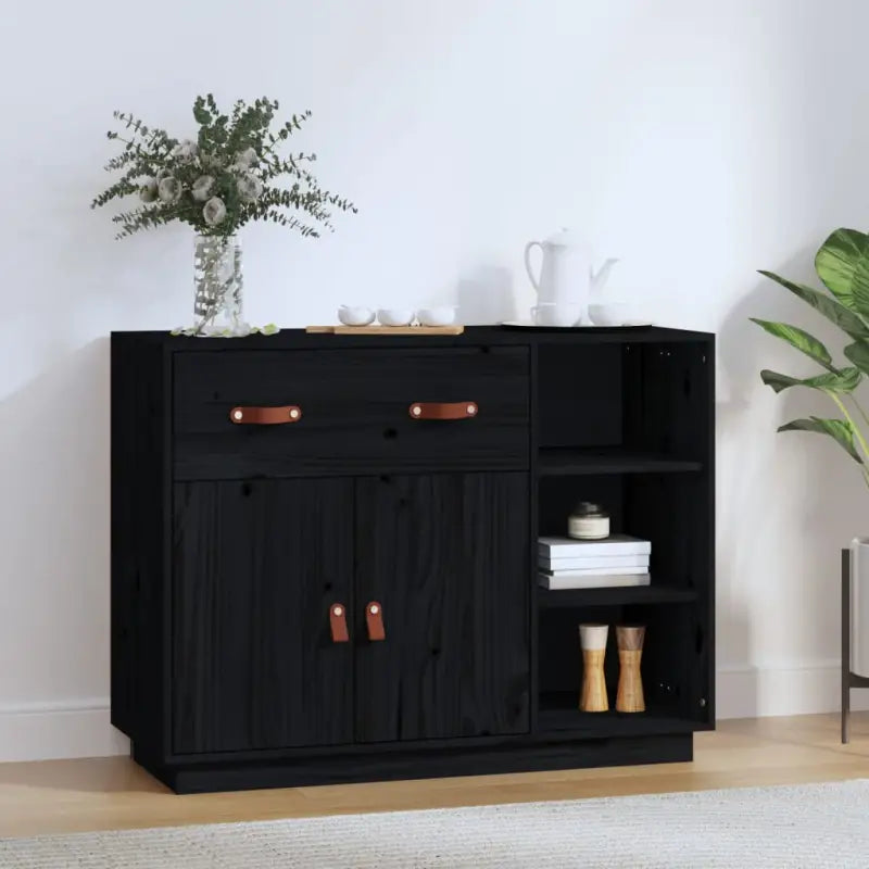 Dressoir van massief grenenhout voor een natuurlijke kamer uitstraling - Zwart / 1 - Dressoirs & buffetkasten