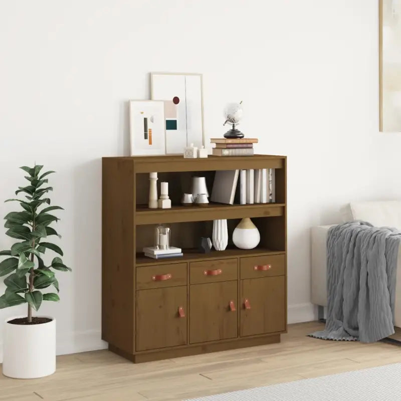 Dressoir van massief grenenhout voor woonkamer slaapkamer of kantoor - Honingbruin / 1 - Dressoirs & buffetkasten