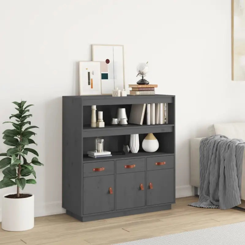 Dressoir van massief grenenhout voor woonkamer slaapkamer of kantoor - Grijs / 1 - Dressoirs & buffetkasten