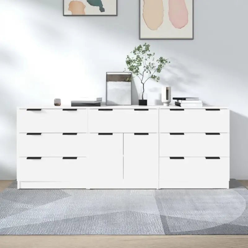Dressoirs van bewerkt hout gemakkelijk schoon en minimalistisch design - Wit / 3 - Dressoirs & buffetkasten