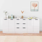 Dressoirs van bewerkt hout gemakkelijk schoon minimalistische uitstraling - Hoogglans wit / 3 - Dressoirs & buffetkasten