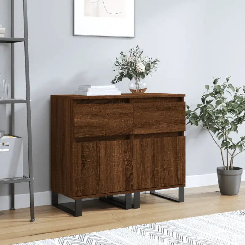 Dressoirs van bewerkt hout met ijzeren poten voor een tijdloze uitstraling - bruin eikenkleur / 2 - Dressoirs &
