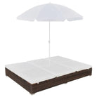 Dubbel ligbed voor buiten van waterbestendig PE rattan - Bruin - Tuinbedden