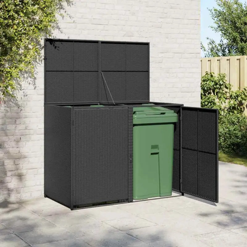 Dubbele Tuincontainerberging voor vuilnisbakken en opbergruimte - Zwart / 1 - Tuinhuizen