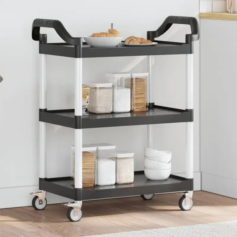 Duurzaam 3-laags keukentrolley met extra opbergruimte - Zwart / 81 x 41 x 92 cm - Keukentrolleys