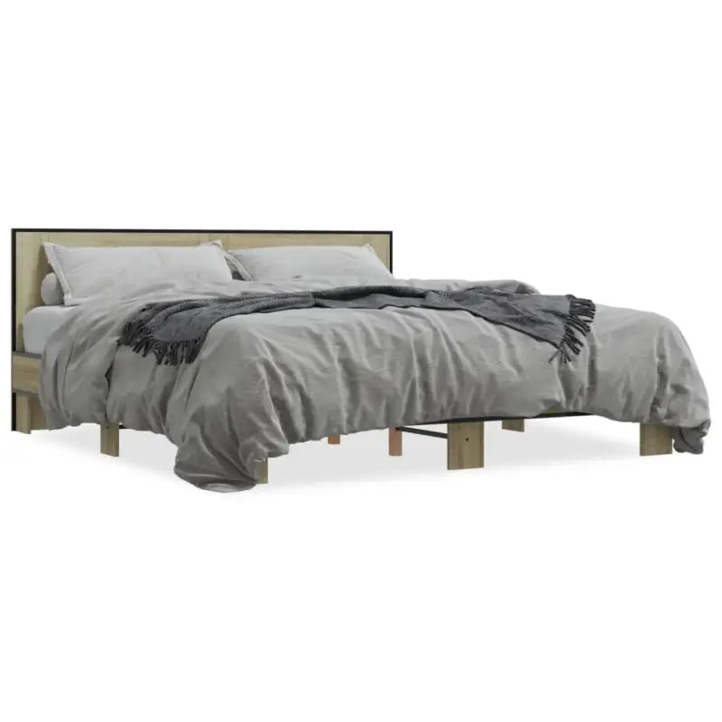Duurzaam bedframe met bewerkt hout en multiplex lattenbodem - Bedden & bedframes